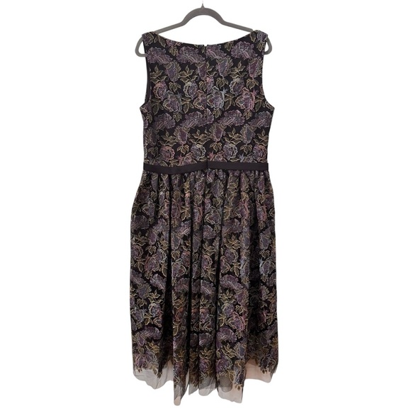 JS Collections Metallic Floral Lace Fit and Flare Midi Dress Size 14 - Picture 7 of 13